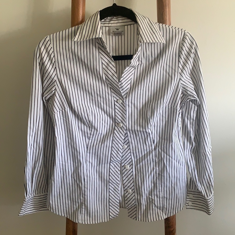 Black and white stripe blouse